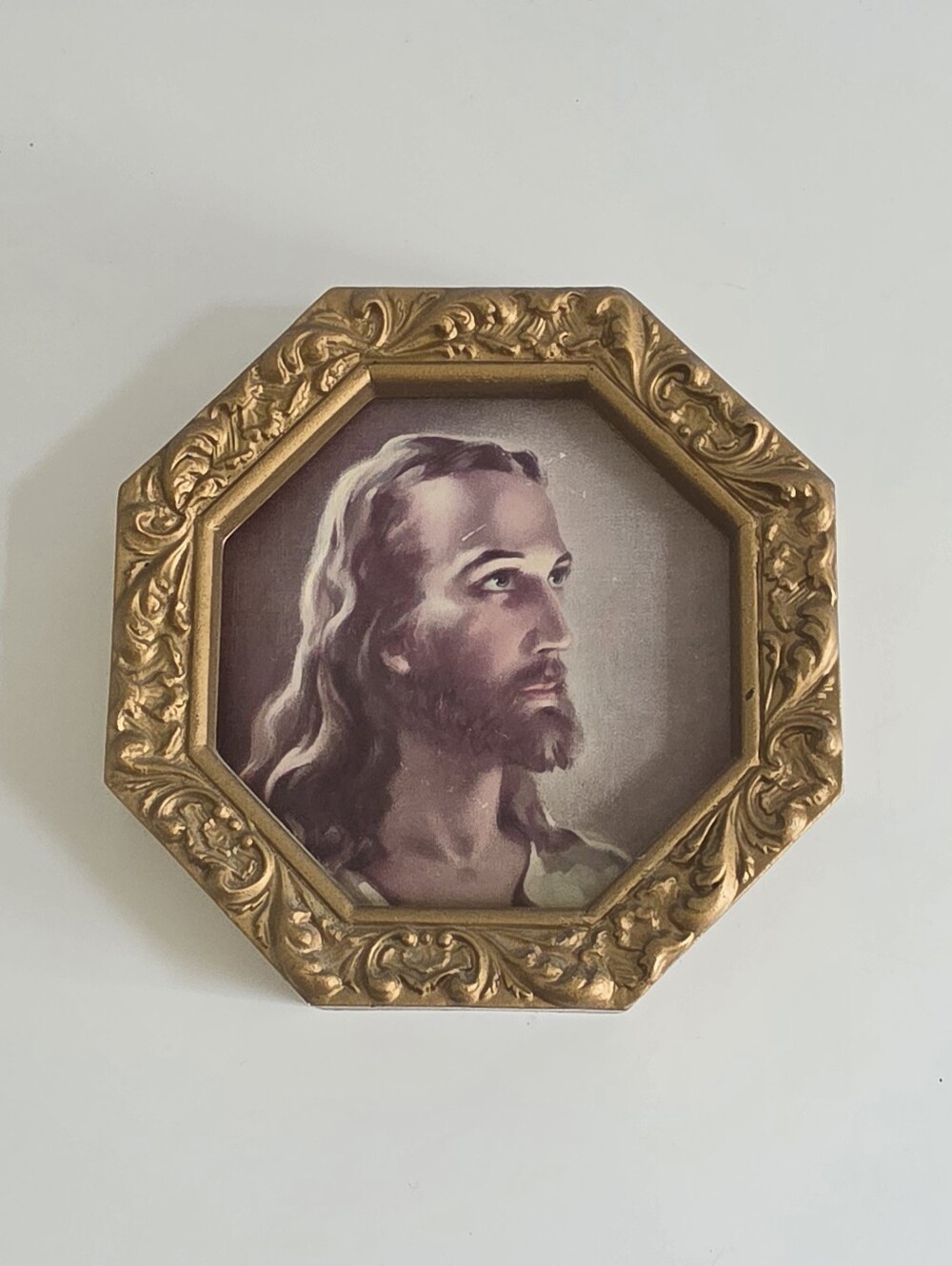 Octagonal Gold Framed Religious Portrait - Jesus